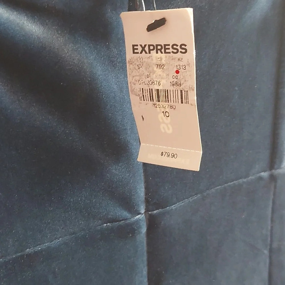 New Express Blue Velour velvet Stretchy mini Cocktail Dress 10 whimsigoth - Picture 4 of 5